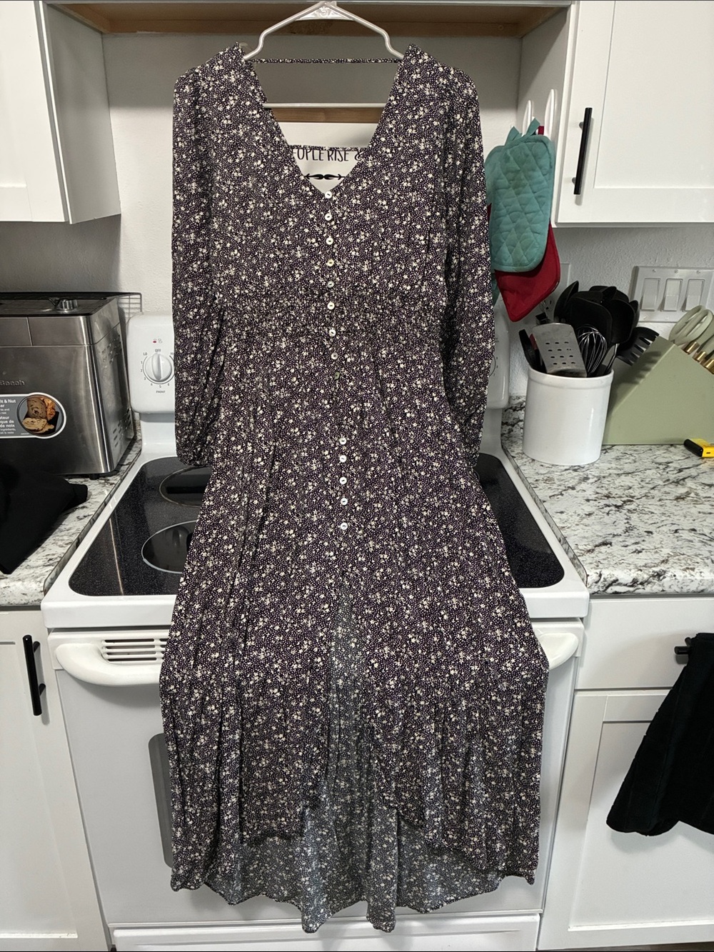 Floral Button-Front Midi Dress